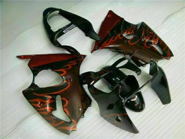 00-02 Black Red Flame ZX6R Motorcycle Fairings