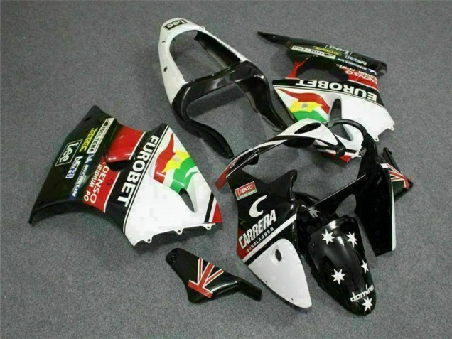 00-02 Black White Eurobet ZX6R Motorcycle Fairings 00-02 Black White Eurobet ZX6R Motorcycle Fairings