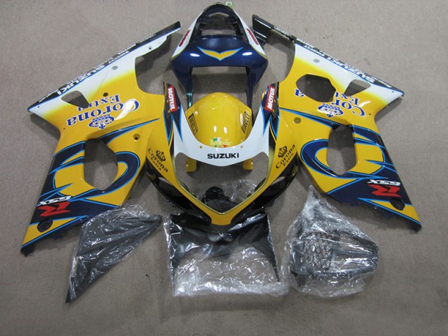 00-02 Yellow Blue Corona Extra GSXR 1000 Motorcycle Fairings 00-02 Yellow Blue Corona Extra GSXR 1000 Motorcycle Fairings
