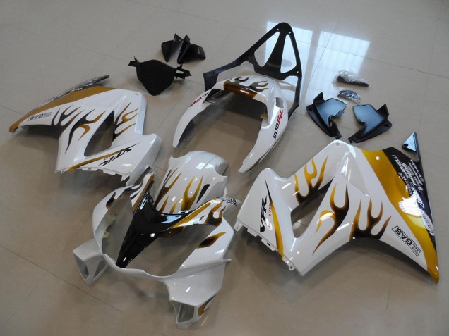 02-13 White Gold Black Flame VFR800 Motorcycle Fairings 02-13 White Gold Black Flame VFR800 Motorcycle Fairings