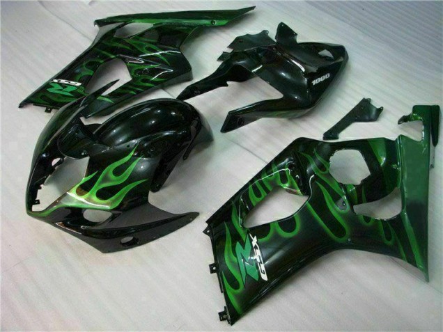 03-04 Green Black GSXR 1000 Motorcycle Fairings