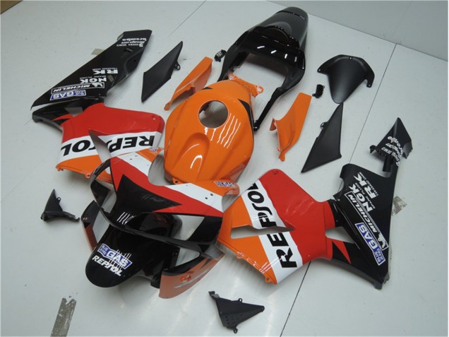 03-04 Orange Red Black Repsol CBR600RR Motorcycle Fairings 03-04 Orange Red Black Repsol CBR600RR Motorcycle Fairings
