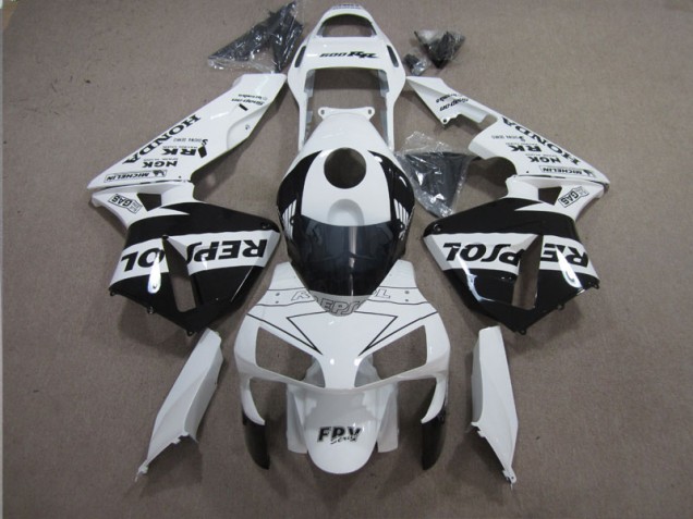03-04 White Black Repsol CBR600RR Motorcycle Fairings 03-04 White Black Repsol CBR600RR Motorcycle Fairings