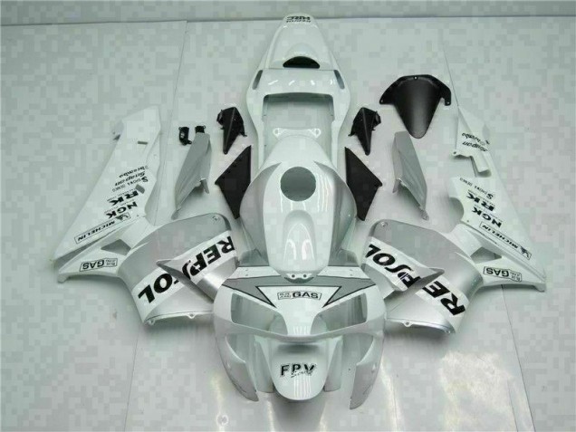 03-04 White Silver Repsol CBR600RR Motorcycle Fairings 03-04 White Silver Repsol CBR600RR Motorcycle Fairings