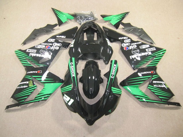 03-05 Black Green C-Shock Monster ZX10R Motorcycle Fairings