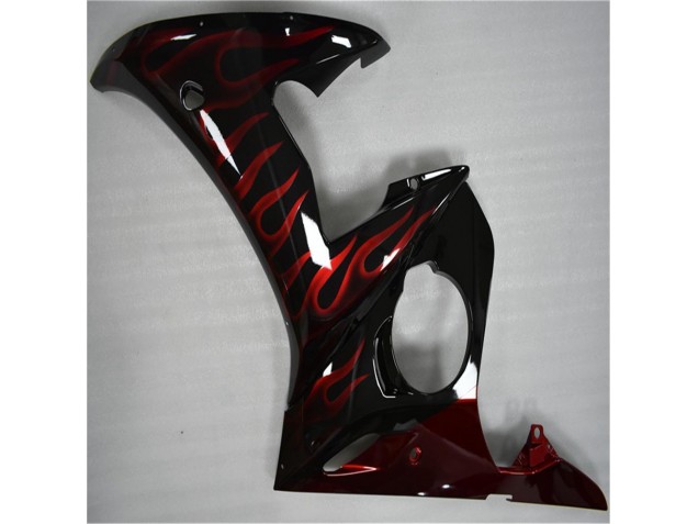 03-05 Black Red Flame YZF R6 Motorcycle Fairings 03-05 Black Red Flame YZF R6 Motorcycle Fairings
