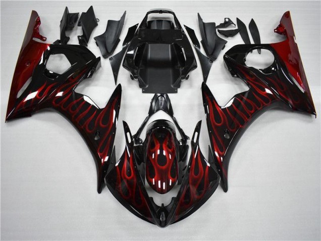 03-05 Black Red Flame YZF R6 Motorcycle Fairings 03-05 Black Red Flame YZF R6 Motorcycle Fairings