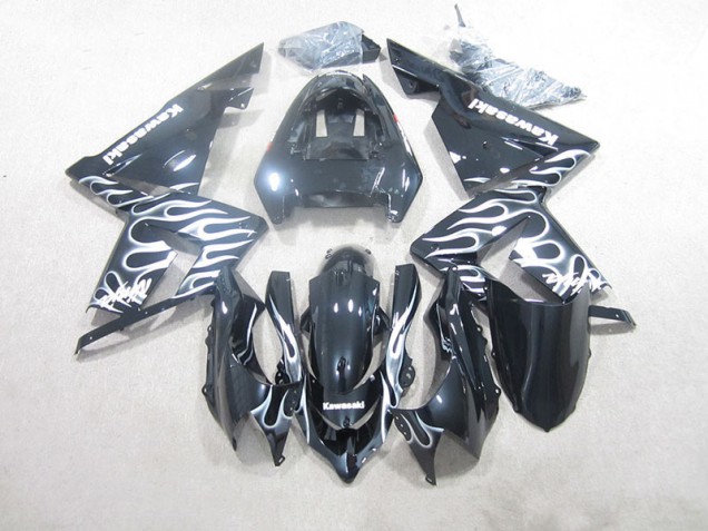 03-05 Black White Flame ZX10R Motorcycle Fairings 03-05 Black White Flame ZX10R Motorcycle Fairings