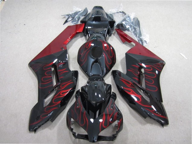 04-05 Black Red Flame CBR1000RR Motorcycle Fairing 04-05 Black Red Flame CBR1000RR Motorcycle Fairing
