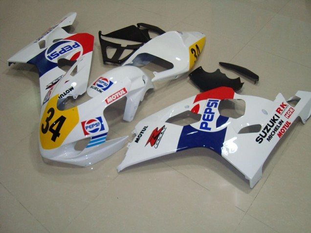 04-05 White Blue Pepsi 34 GSXR 750 Motorcycle Fairings 04-05 White Blue Pepsi 34 GSXR 750 Motorcycle Fairings