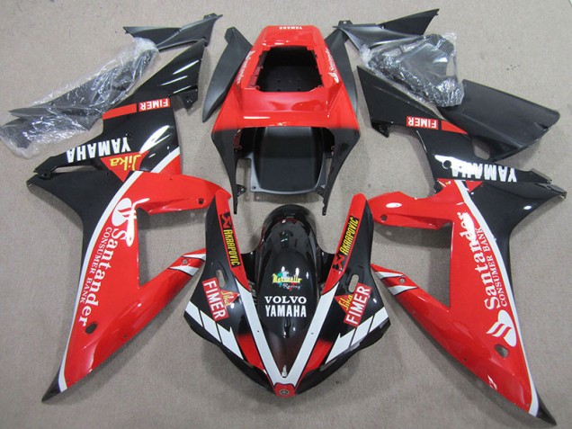 04-06 Red Black White Santander YZF R1 Motorcycle Fairings 04-06 Red Black White Santander YZF R1 Motorcycle Fairings