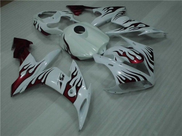 04-06 White Red Flame YZF R1 Motorcycle Fairings 04-06 White Red Flame YZF R1 Motorcycle Fairings