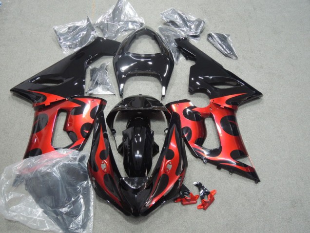05-06 Black Red ZX6R Motorcycle Fairings 05-06 Black Red ZX6R Motorcycle Fairings