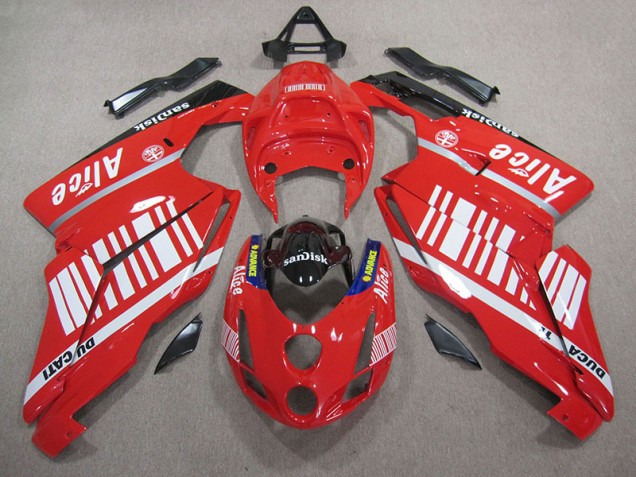 05-06 Red White Alice Sandisk Ducati 749 Motorcycle Fairings 05-06 Red White Alice Sandisk Ducati 749 Motorcycle Fairings