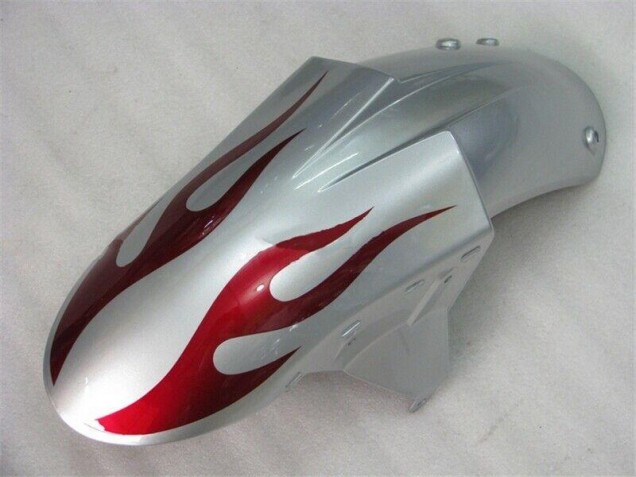 05-06 Silver Red Flames ZX6R Motorcycle Fairings 05-06 Silver Red Flames ZX6R Motorcycle Fairings