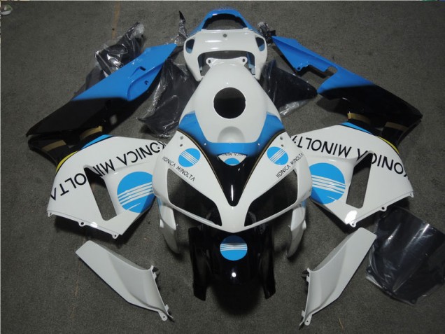 05-06 White Blue Konica Minolta CBR600RR Motorcycle Fairing 05-06 White Blue Konica Minolta CBR600RR Motorcycle Fairing