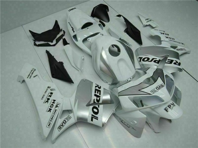 05-06 White CBR600RR Aftermarket Motorcycle Fairing 05-06 White CBR600RR Aftermarket Motorcycle Fairing