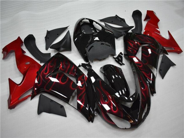06-07 Red Flame ZX10R Motorcycle Fairings