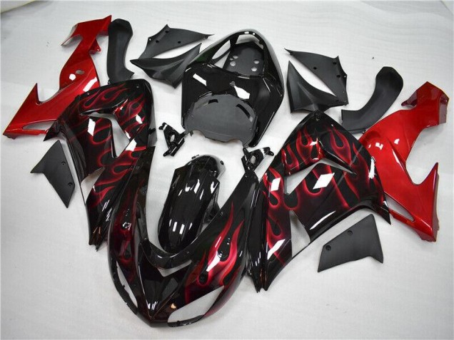 06-07 Red Flame ZX10R Motorcycle Fairings