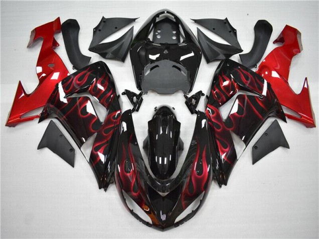 06-07 Red Flame ZX10R Motorcycle Fairings