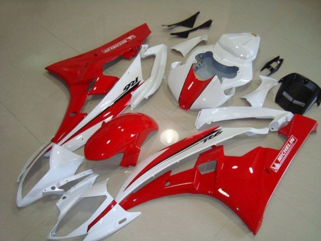 06-07 Red White YZF R6 Motorcycle Fairings 06-07 Red White YZF R6 Motorcycle Fairings