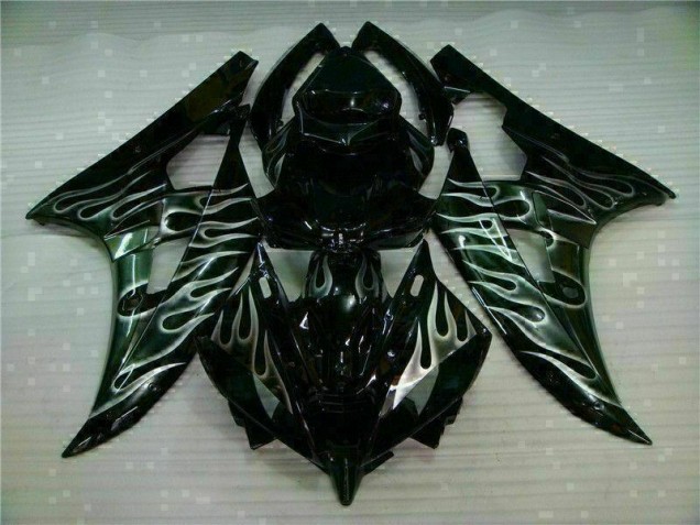 06-07 Silver Flame Black YZF R6 Motorcycle Fairings 06-07 Silver Flame Black YZF R6 Motorcycle Fairings
