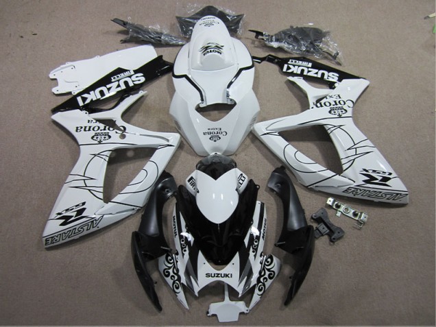 06-07 White Black Corona Extra GSXR 600 Motorcycle Fairings