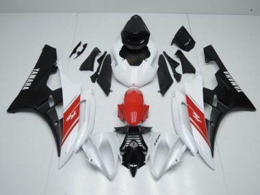 06-07 White Red and Matte Black YZF R6 Motorcycle Fairings