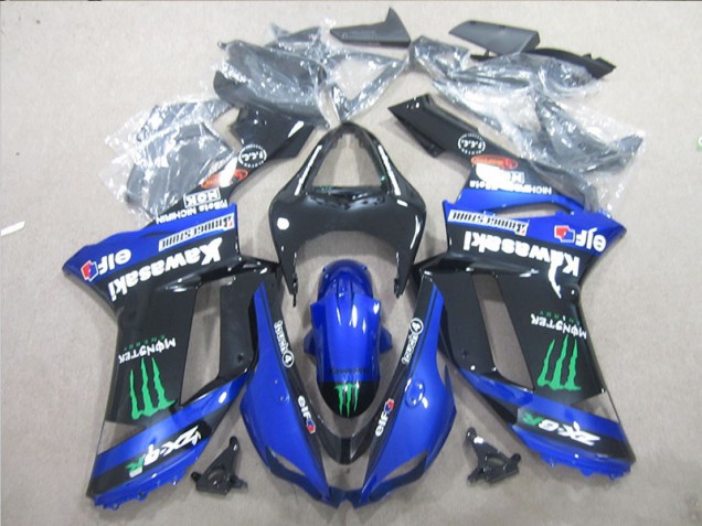 07-08 Black Blue Green Monster ZX6R Motorcycle Fairing 07-08 Black Blue Green Monster ZX6R Motorcycle Fairing