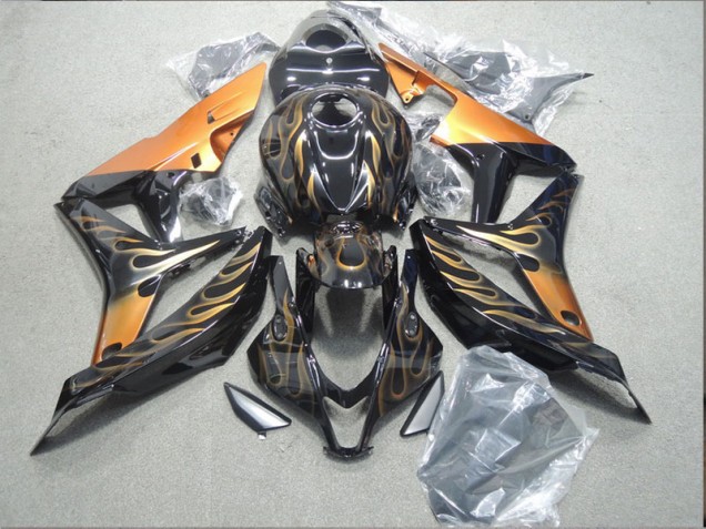 07-08 Black Orange Flame CBR600RR Motorcycle Fairings 07-08 Black Orange Flame CBR600RR Motorcycle Fairings