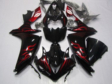 07-08 Black Red Flame YZF R1 Motorcycle Fairings