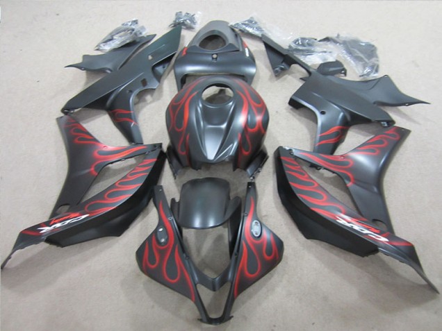 07-08 Black with Red Flame CBR600RR Motorcycle Fairings