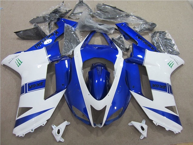 07-08 Blue White Monster ZX6R Motorcycle Fairings 07-08 Blue White Monster ZX6R Motorcycle Fairings