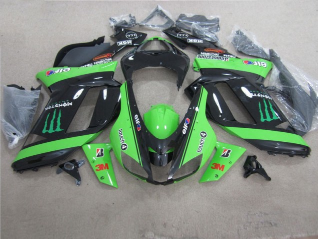 07-08 Green Black 3M Monster ZX6R Motorcycle Fairings 07-08 Green Black 3M Monster ZX6R Motorcycle Fairings