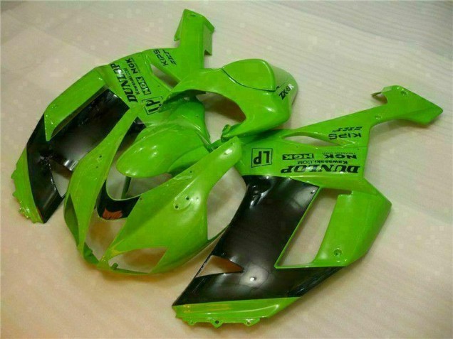 07-08 Green Black Dunlop ZX6R Motorcycle Fairings