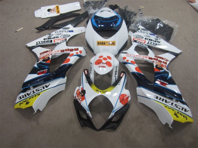 07-08 White Blue Dark Dog GSXR 1000 Motorcycle Fairings 07-08 White Blue Dark Dog GSXR 1000 Motorcycle Fairings