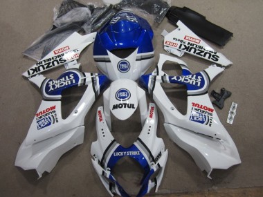 07-08 White Blue Lucky Strike Red Motul GSXR 1000 Motorcycle Fairings