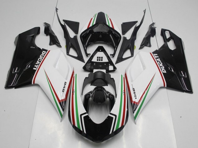07-14 Black Green and White Ducati 848 1098 1198 Motorcycle Fairings 07-14 Black Green and White Ducati 848 1098 1198 Motorcycle Fairings