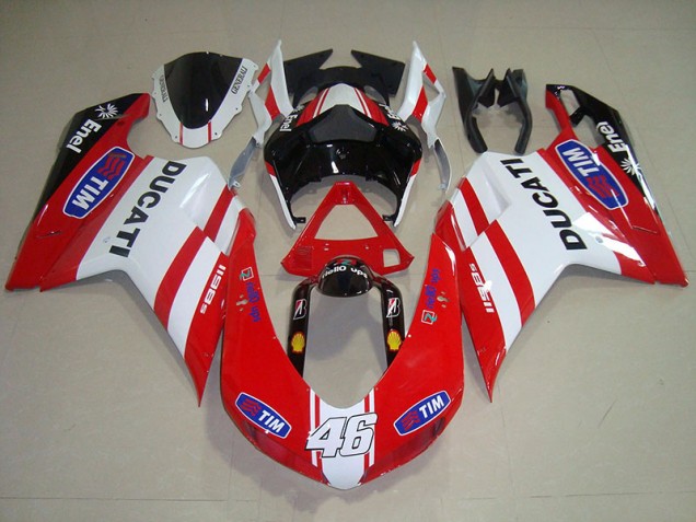 07-14 Red White Tim 46 Ducati 1098 Motorcycle Fairings 07-14 Red White Tim 46 Ducati 1098 Motorcycle Fairings