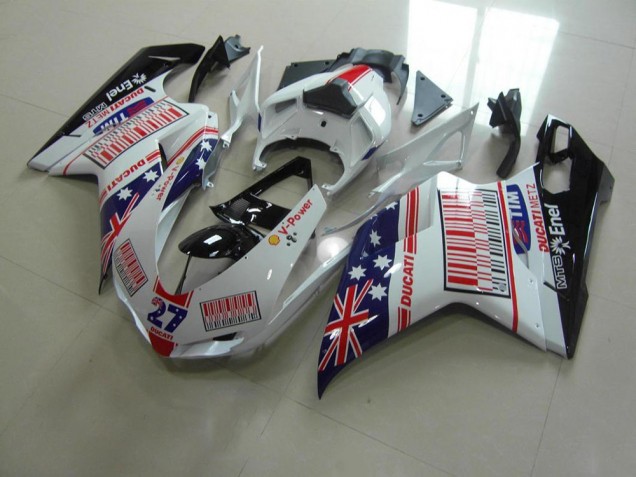07-14 White Blue Red Ducati 848 1098 1198 Motorcycle Fairings 07-14 White Blue Red Ducati 848 1098 1198 Motorcycle Fairings