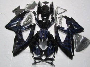 08-10 Black Blue Flame GSXR 600 Motorcycle Fairings