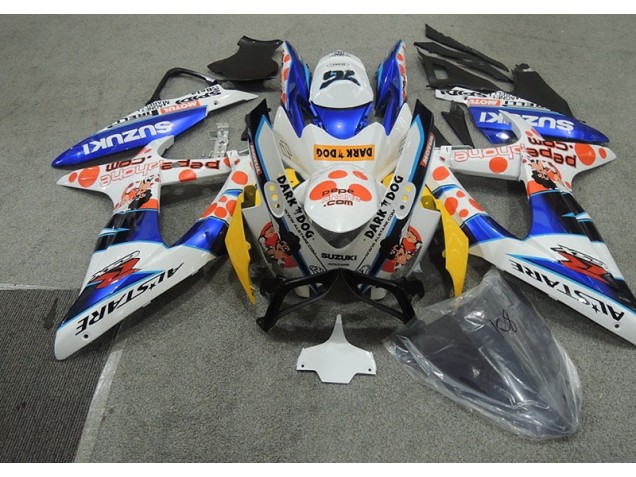 08-10 White Blue Dark Dog GSXR 600 Motorcycle Fairings 08-10 White Blue Dark Dog GSXR 600 Motorcycle Fairings