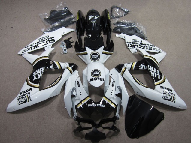 08-10 White Lucky Strike Black Motul GSXR 600 Motorcycle Fairings 08-10 White Lucky Strike Black Motul GSXR 600 Motorcycle Fairings