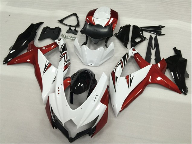 08-10 White Red Black GSXR 600/750 Motorcycle Fairings 08-10 White Red Black GSXR 600/750 Motorcycle Fairings