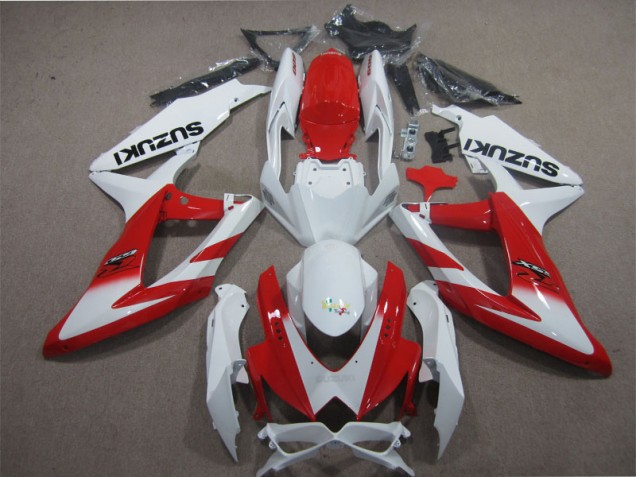 08-10 White Red GSXR 600 Motorcycle Fairings 08-10 White Red GSXR 600 Motorcycle Fairings