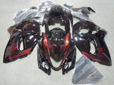 08-19 Black Red GSXR 1300 Hayabusa Motorcycle Fairing Kits & Plastic