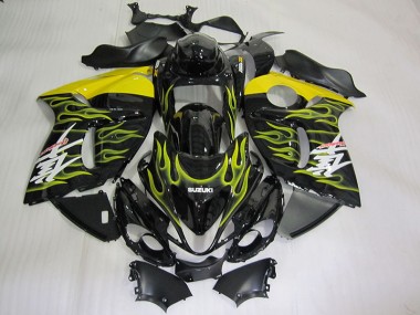 08-19 Black Yellow Flame GSXR 1300 Hayabusa Motorcycle Fairings