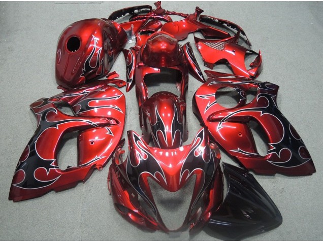 08-19 Red Black Flame GSXR 1300 Hayabusa Motorcycle Fairings 08-19 Red Black Flame GSXR 1300 Hayabusa Motorcycle Fairings