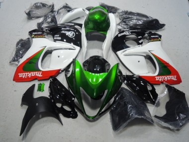 08-19 White Green Makita GSXR 1300 Hayabusa Motorcycle Fairings