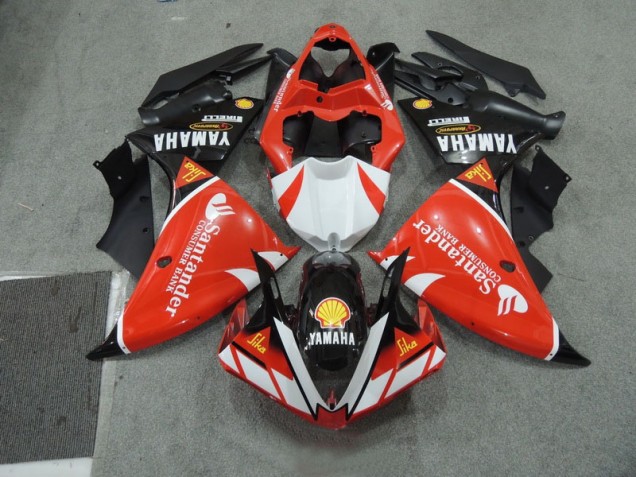 09-11 Black White Santander Red YZF R1 Motorcycle Fairings 09-11 Black White Santander Red YZF R1 Motorcycle Fairings